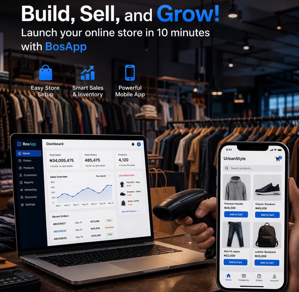 BosApp dashboard on a workspace